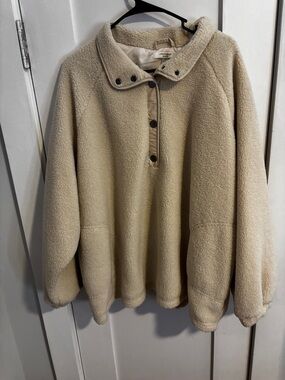 Cable & Gauge Cream Sherpa Snap-Placket Pullover